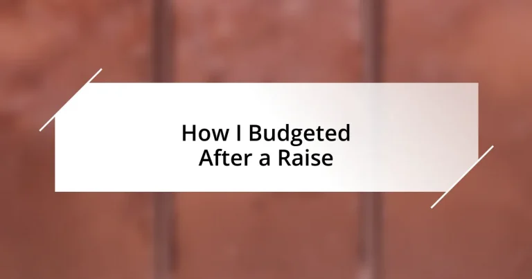 How I Budgeted After a Raise