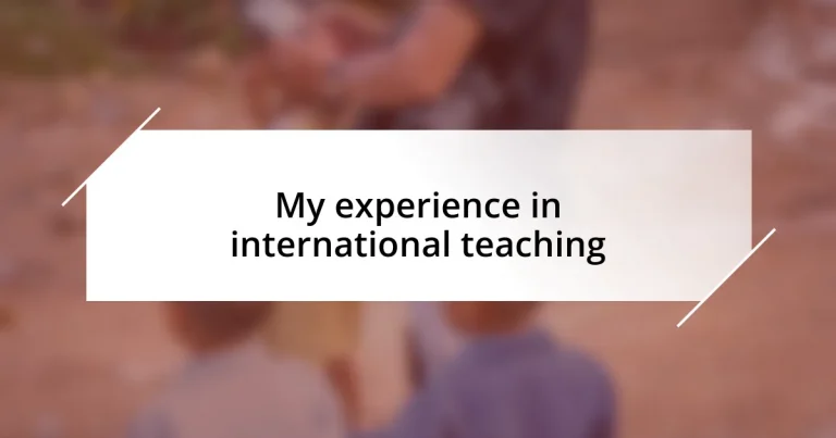 My experience in international teaching