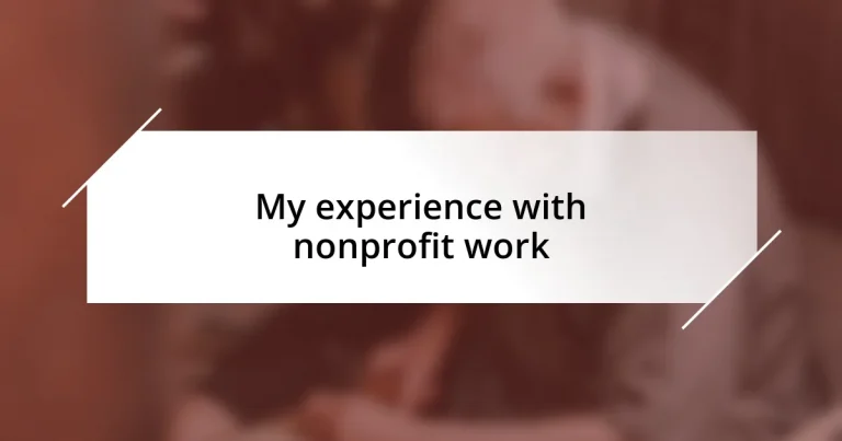 My experience with nonprofit work