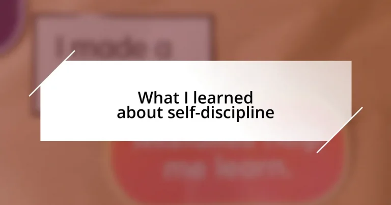 What I learned about self-discipline