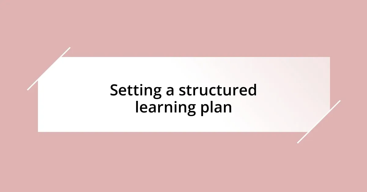 Setting a structured learning plan