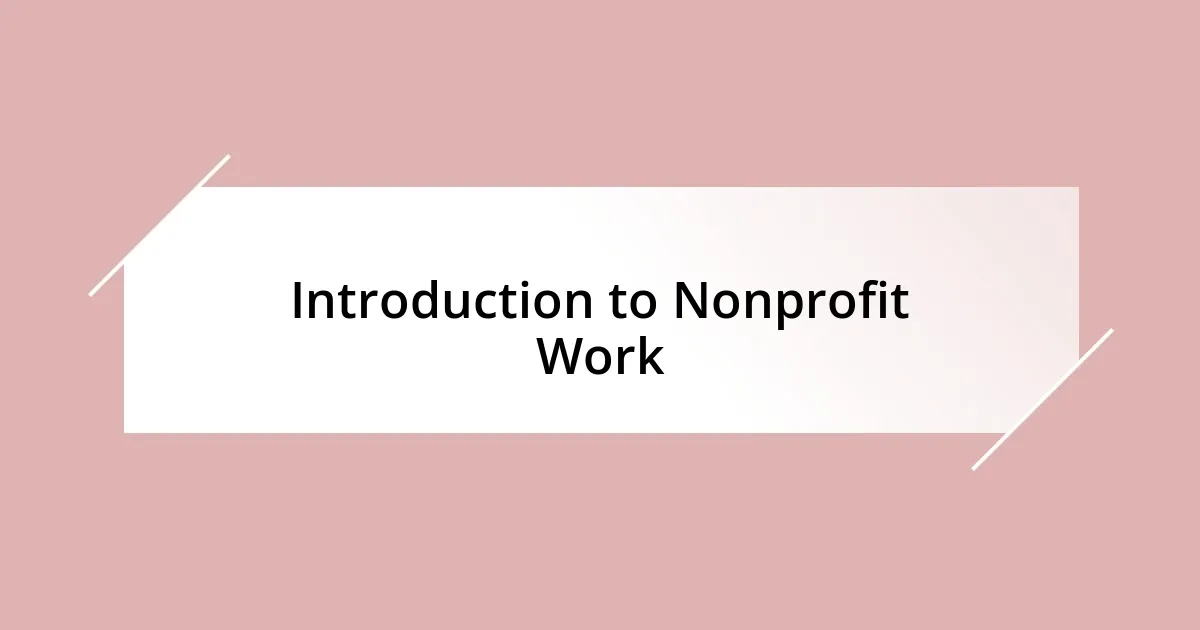 Introduction to Nonprofit Work