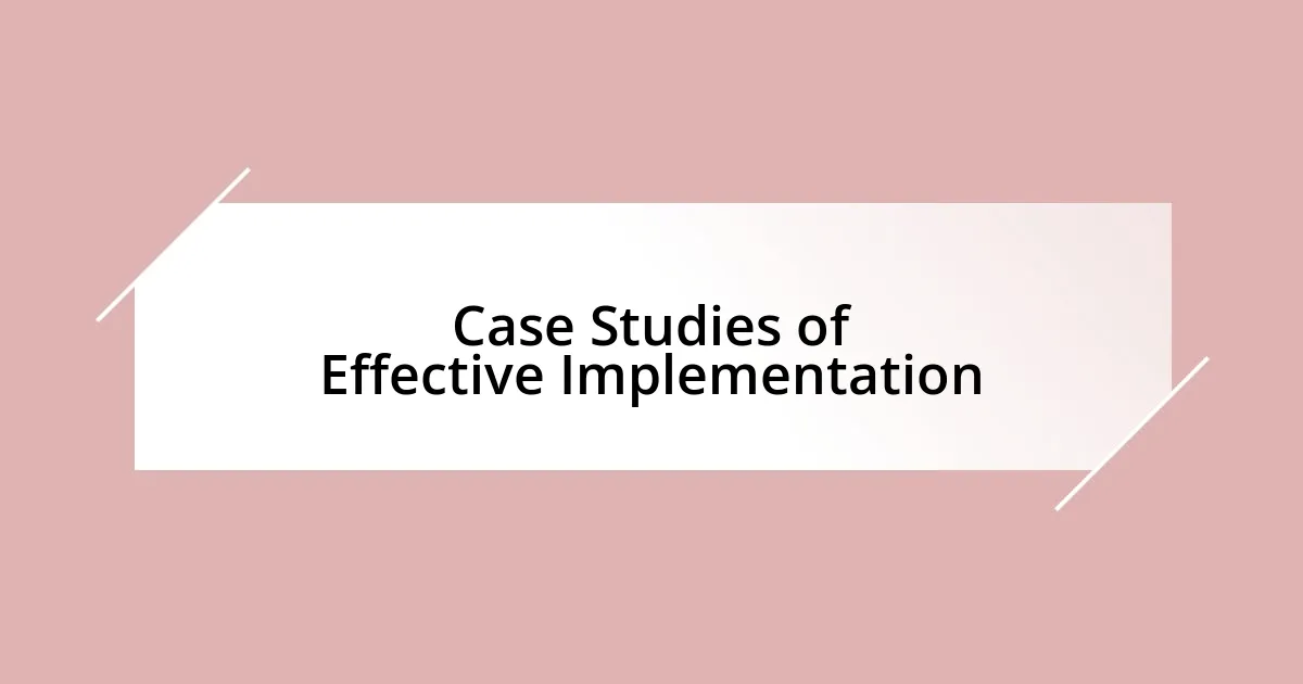 Case Studies of Effective Implementation